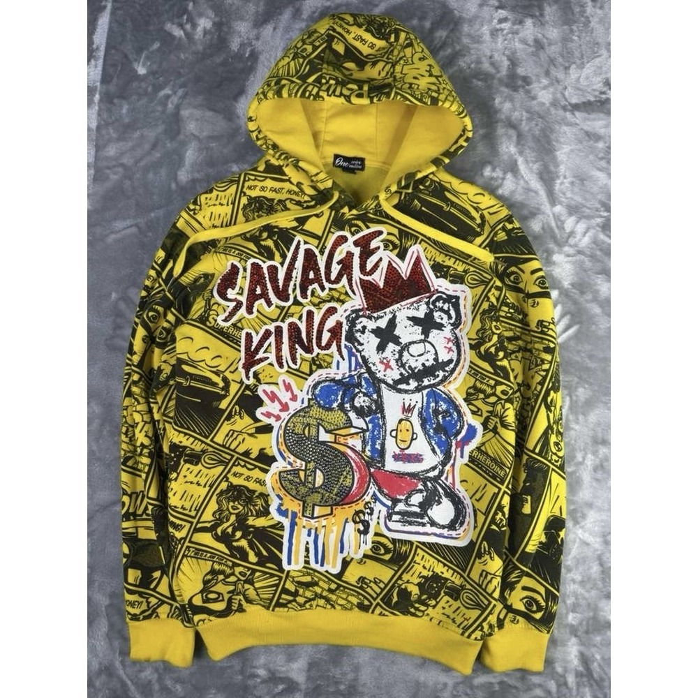 One Color One Nation Savage Multicolored All Over Print Hoodie Men's Size Medium